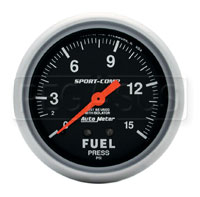 Large photo of Sport Comp 2 5/8 inch Fuel Pressure Gauge W/Isolator, 15psi, Pegasus Part No. AM3413