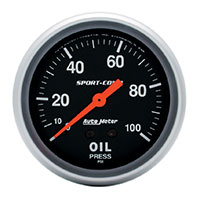 Click for a larger picture of Sport Comp 2 5/8 inch Oil Pressure Gauge, 100psi, 6 ft