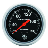 Large photo of Sport Comp 2 5/8 inch Oil Pressure Gauge, 200psi, 6 ft, Pegasus Part No. AM3422