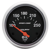 Click for a larger picture of Sport Comp 2-5/8" Oil Temp Gauge, 100- 250F, Electric