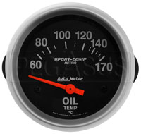 Click for a larger picture of Sport Comp 2-5/8" Oil Temp Gauge, 60- 170C, Electric