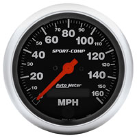 Click for a larger picture of Sport-Comp 3-3/8" Speedometer, 160 MPH, Programmable