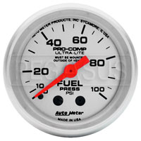 Click for a larger picture of Ultra Lite 2" Fuel Pressure Gauge, 100psi, Mechanical