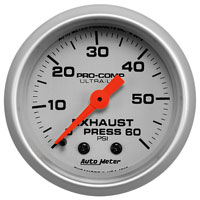 Click for a larger picture of Ultra Lite 2" Exhaust Pressure Gauge, 60psi, Mechanical