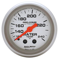 Click for a larger picture of Ultra Lite 2" Water Temp Gauge, 120 - 240 F, 12 ft