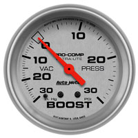 Click for a larger picture of Ultra Lite 2 5/8" Boost/Vacuum Gauge, 30 in/Hg - 30psi
