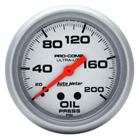 Click for a larger picture of Ultra Lite 2 5/8" Oil Pressure Gauge, 200psi, 6 ft