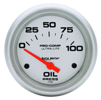 Click for a larger picture of Ultra Lite 2 5/8" Oil Pressure Gauge, 100psi, Electric