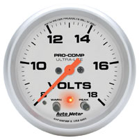 Click for a larger picture of Ultra Lite 2 5/8" Voltmeter, Electric, Peak & Warn