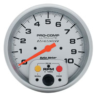 Click for a larger picture of Ultra Lite 5" Electric Tach, 10K In-Dash with Telltale