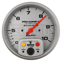 Click for a larger picture of Ultra Lite 5" Elec. Tach, 10K In-Dash, Dual Range w/Telltale
