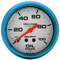Click for a larger picture of Ultra Nite Glow in Dark 2 5/8" Oil Pressure Gauge, 100 PSI
