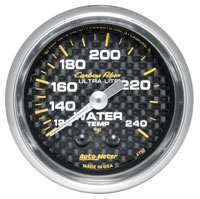 Click for a larger picture of Auto Meter Carbon Fiber 2" Water Temp Gauge, 120-240 F, 6 ft