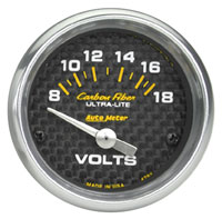 Click for a larger picture of Auto Meter Carbon Fiber 2" Voltmeter