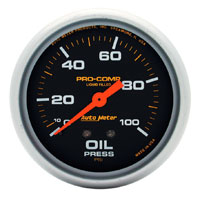 Click for a larger picture of Pro Comp 2 5/8 inch Liquid Filled Oil Pressure Gauge, 100psi