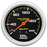 Click for a larger picture of Pro Comp 2 5/8 inch Liquid Filled Oil Pressure Gauge, 200psi