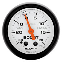 Click for a larger picture of Auto Meter 2" Phantom Boost/Vacuum Gauge, 30 In/Hg-20 psi