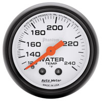 Click for a larger picture of Auto Meter 2" Phantom Water Temp Gauge, 120-240F, 6 ft