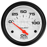 Click for a larger picture of Auto Meter 2-5/8" Phantom Oil Press Gauge, 100 psi Electric