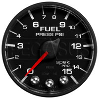 Click for a larger picture of Spek Pro 2 1/16" Fuel Pressure Gauge, 15psi, with Memory