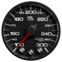 Click for a larger picture of Spek Pro 2 1/16" Oil Temp Gauge, 300F, with Memory