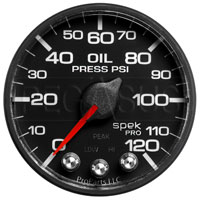 Click for a larger picture of Spek Pro 2 1/16" Oil Pressure Gauge, 120psi, with Memory
