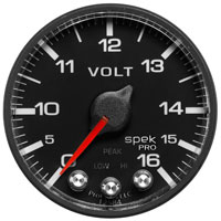 Click for a larger picture of Spek Pro 2 1/16" Voltmeter Gauge, 16V, with Memory