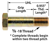 Click for a larger picture of AN10 Airframe Bolt, 5/8-18 Thread
