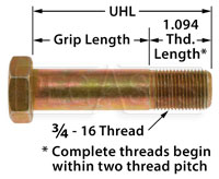 Click for a larger picture of AN12 Airframe Bolt, 3/4-16 Thread