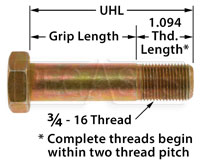 Large photo of AN12 Airframe Bolt, 3/4-16 Thread, Pegasus Part No. AN12-Size