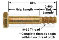 Click for a larger picture of AN3 Airframe Bolt, 10-32 Thread