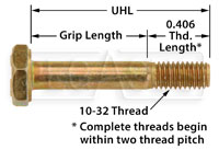 Large photo of AN3 Airframe Bolt, 10-32 Thread, Pegasus Part No. AN3-Size