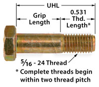 Click for a larger picture of AN5 Airframe Bolt, 5/16-24 Thread