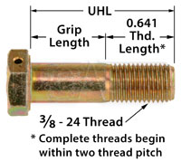 Large photo of AN6 Airframe Bolt - Drilled Head, 3/8-24 Thread, Pegasus Part No. AN6H-Size