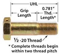 Click for a larger picture of AN8 Airframe Bolt - Drilled Head, 1/2-20 Thread