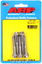 Click for a larger picture of ARP 1/4-20 x 1.750 Stainless Steel Bolt, Hex Head, 5-Pack