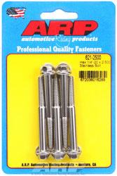 Click for a larger picture of ARP 1/4-20 x 2.500 Stainless Steel Bolt, Hex Head, 5-Pack