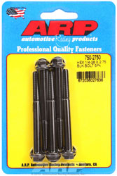Click for a larger picture of ARP 1/4-28 x 2.750 Black Oxide Bolt, Hex Head, 5-pk