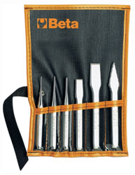Click for a larger picture of Beta Tools 38/B6 Set of 3 Punches and 3 Chisels in Wallet