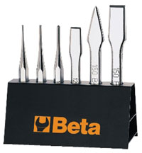 Click for a larger picture of Beta Tools 38/SP6 Set of 3 Punches and 3 Chisels with Stand