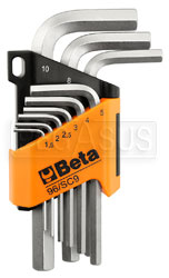 Click for a larger picture of Beta 96/SC9 Set of 9 Chrome Hex Keys in Locking Holder, mm