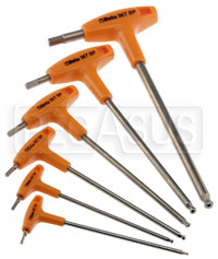 Large photo of 96TBP/S6, 6 Pc T-Handle Ball End Hex Key Wrench Set, Metric, Pegasus Part No. BT-000960694