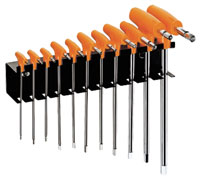 Click for a larger picture of Beta 96T/SP11 T-Handle Hex Key Wrench Set w/Rack, Metric