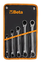 Click for a larger picture of Beta 195/B5 Set of 5 Ratcheting Double Box End Wrenches, mm