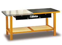 Click for a larger picture of Beta Tools C56M-G 3-Drawer Dual-Top Workbench, Grey