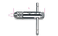 Click for a larger picture of Beta Tools 436/2 Reversible Ratcheting Tap Wrench, M5-M12