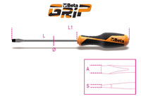 Click for a larger picture of Beta Tools 1260 BetaGrip Flat Blade Screwdriver, 2.5 x 50mm