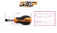 Click for a larger picture of Beta 1260N Short BetaGrip Flat Blade Screwdriver, 6.5 x 30mm