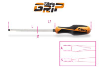 Click for a larger picture of 1260E BetaGrip Flat Blade Screwdriver w/ Hex Bolster, 12mm