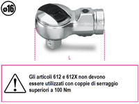 Click for a larger picture of Beta 612X Reversible Ratchet Head for Torque Bars, 1/2" Dr